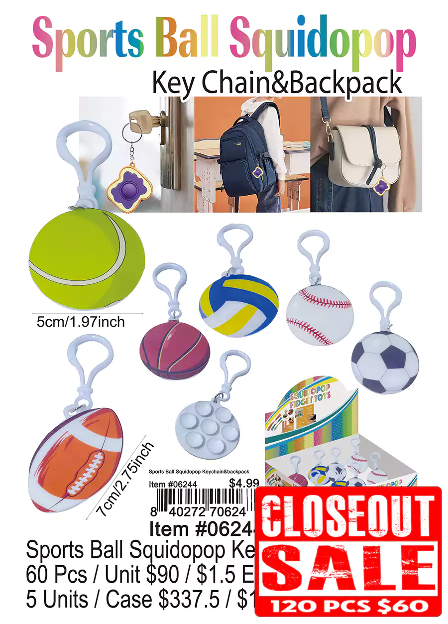 Sports Ball Squidpop Keychain and Backpack (CL)